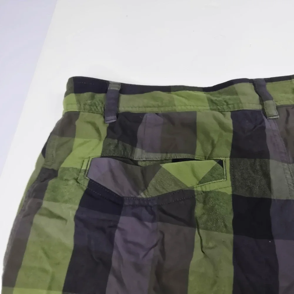 Lululemon Shorts Mens 36‎ Green Black Plaid Lined Athletic Drawstring Pockets